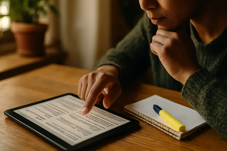 Job seeker checking employer requirements before applying online